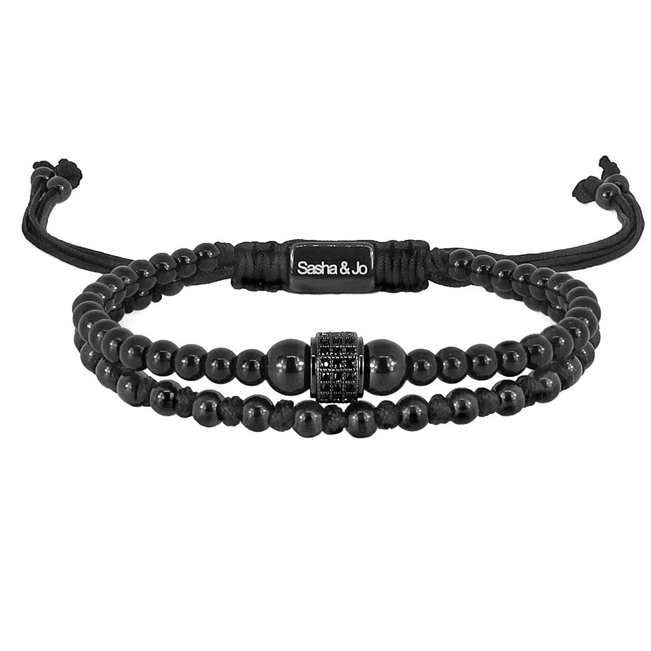 Sasha & Jo black beads & pavé rhinestones bracelet