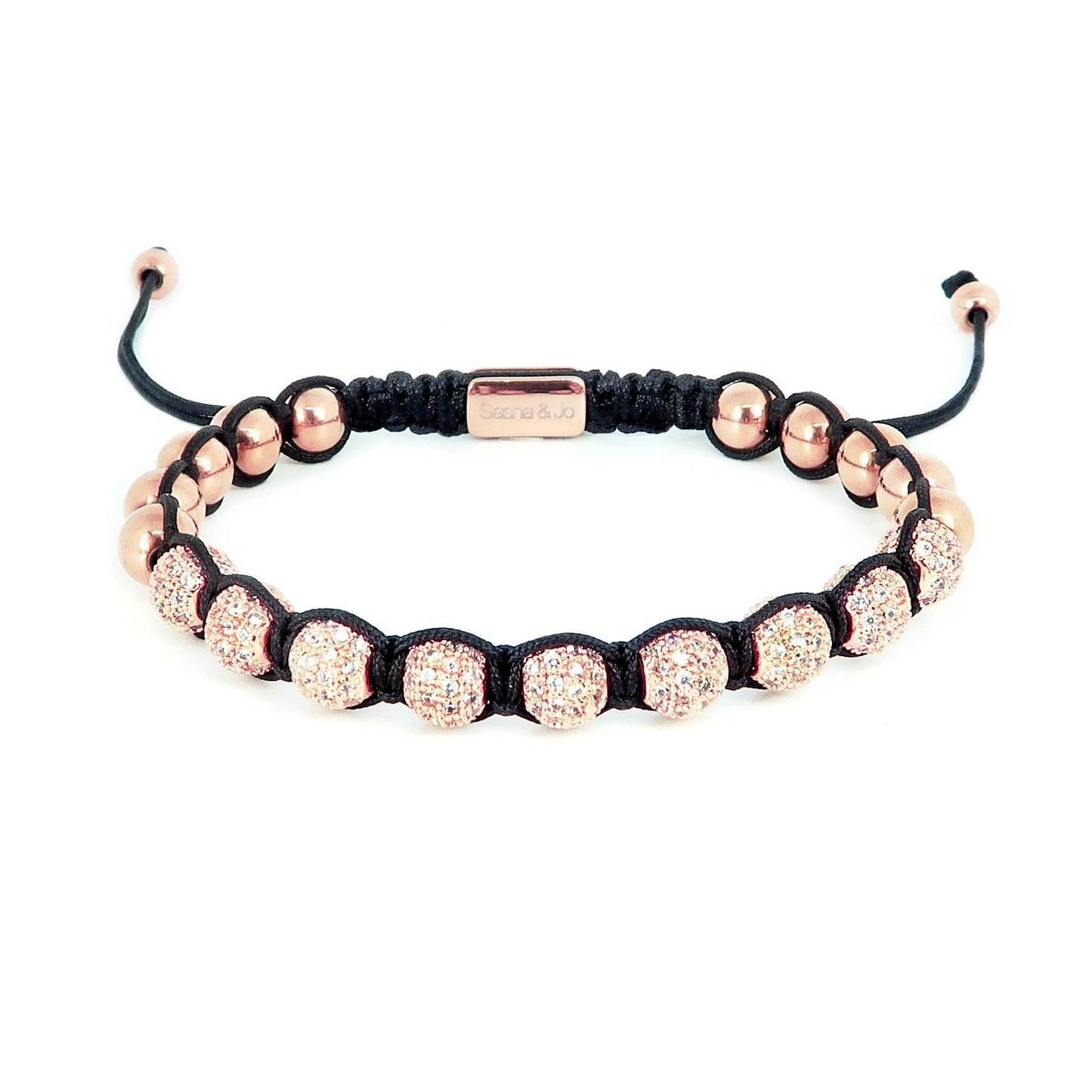 Sasha & Jo rose gold pavé beads with white rhinestones bracelet