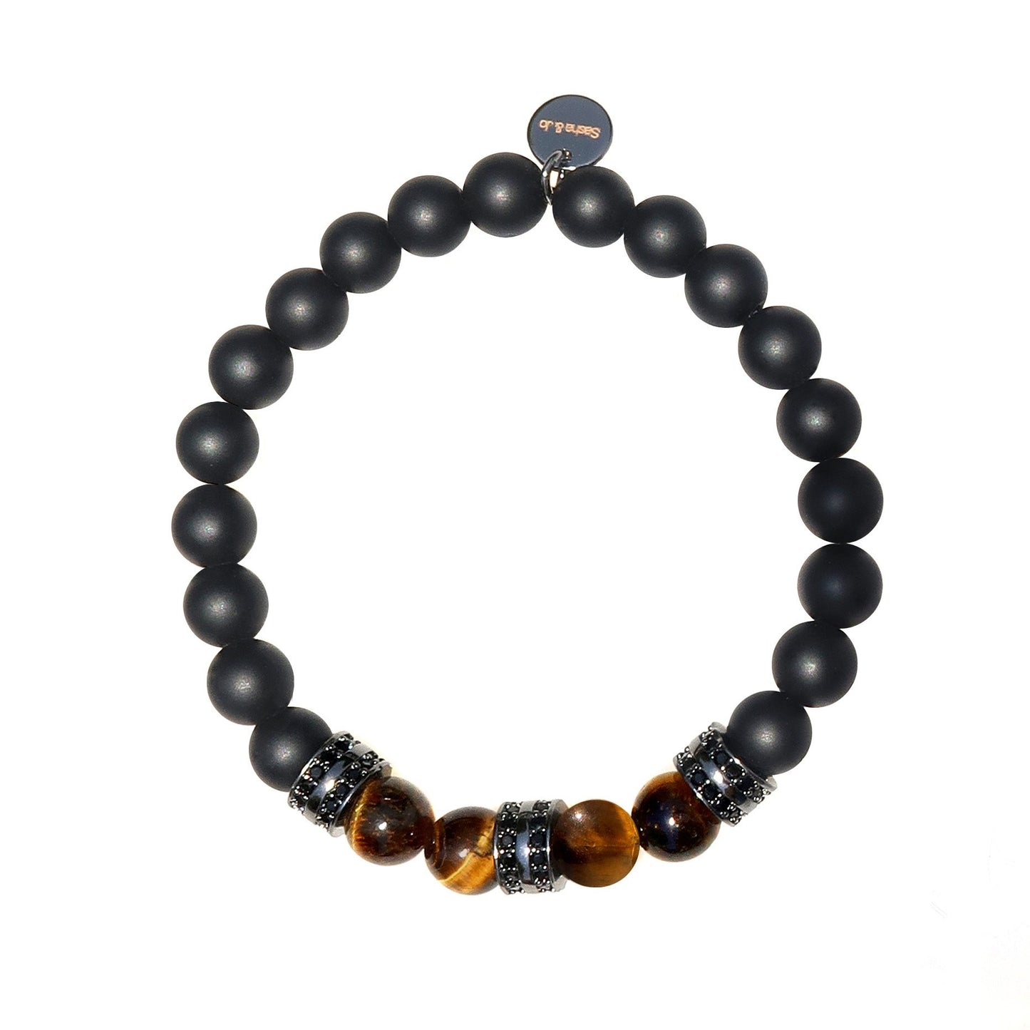 Sasha & Jo black onyx and brown tiger eye bracelet