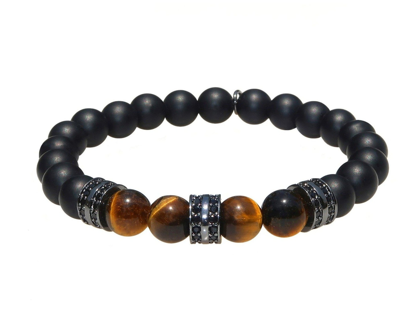 Sasha & Jo black onyx and brown tiger eye bracelet