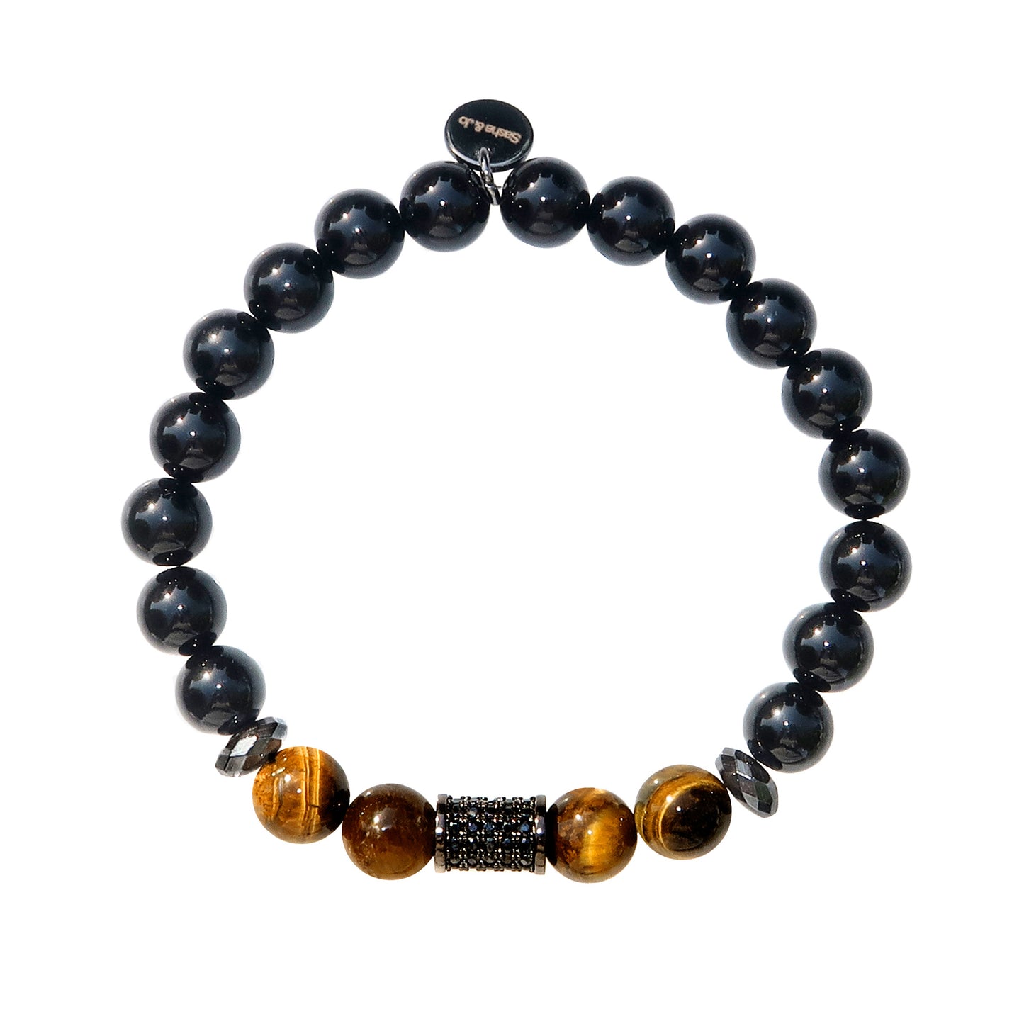 Sasha & Jo black agate and brown tiger eye bracelet