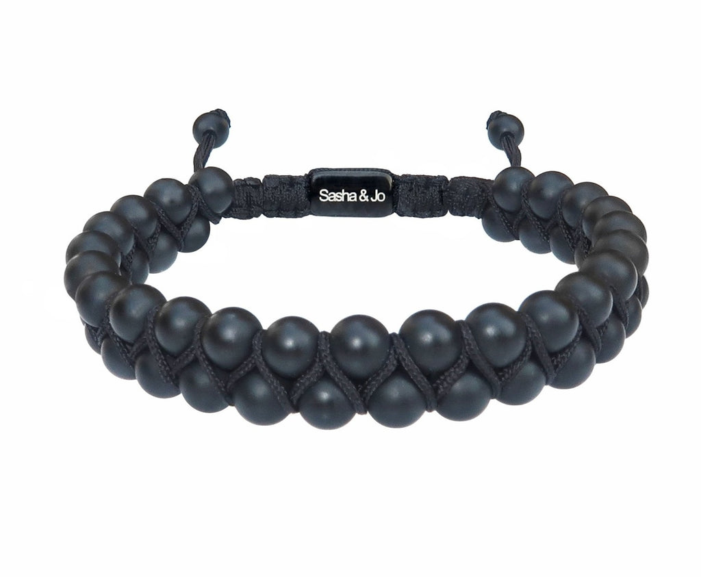 Sasha & Jo black onyx woven beads cord bracelet