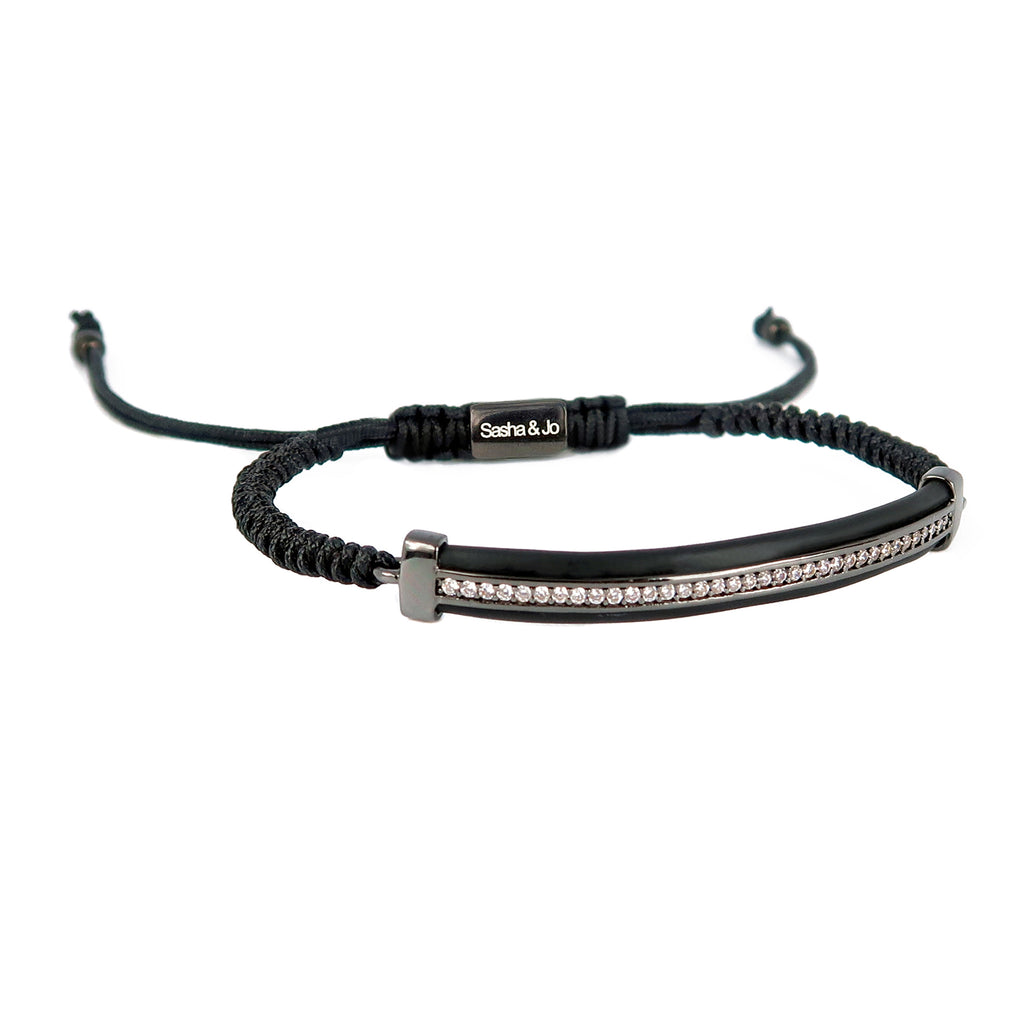 Sasha & Jo gunmetal plate with sparkly white rhinestones bracelet