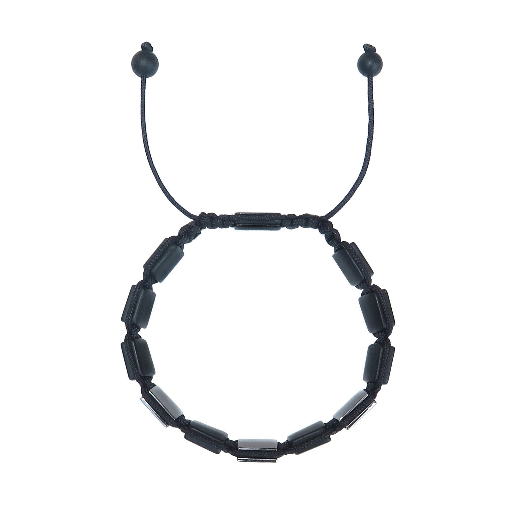 Sasha & Jo black onyx and pavé square beads cord bracelet