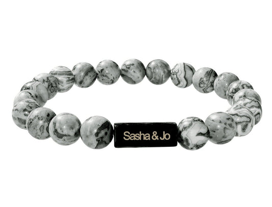 Sasha & Jo jasper grey Picasso beads bracelet