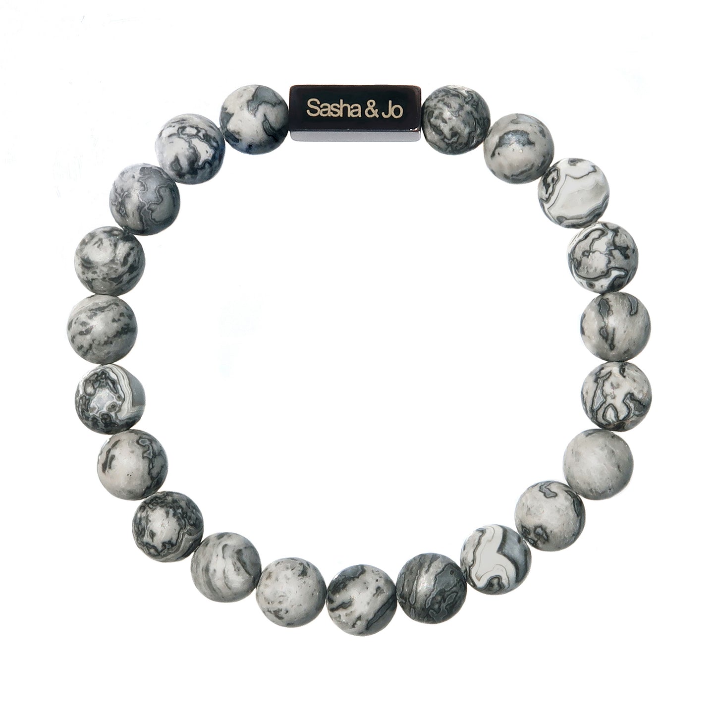 Sasha & Jo jasper grey Picasso beads bracelet