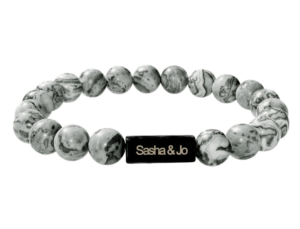 Sasha & Jo jasper grey Picasso beads bracelet