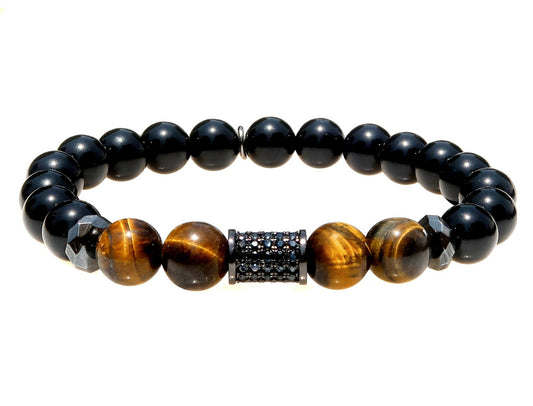 Sasha & Jo black agate and brown tiger eye bracelet