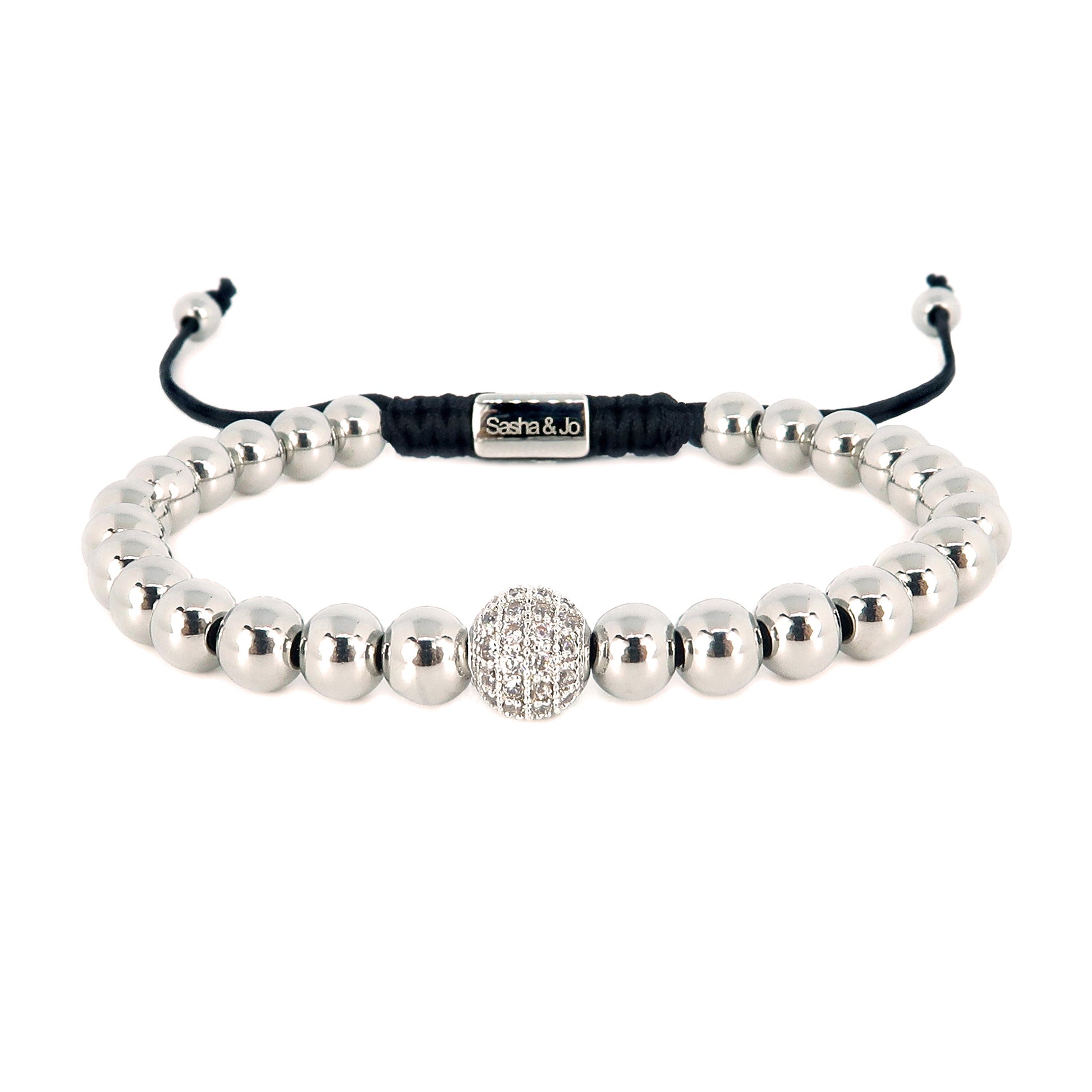 Sasha & Jo silver with pavé bead bracelet