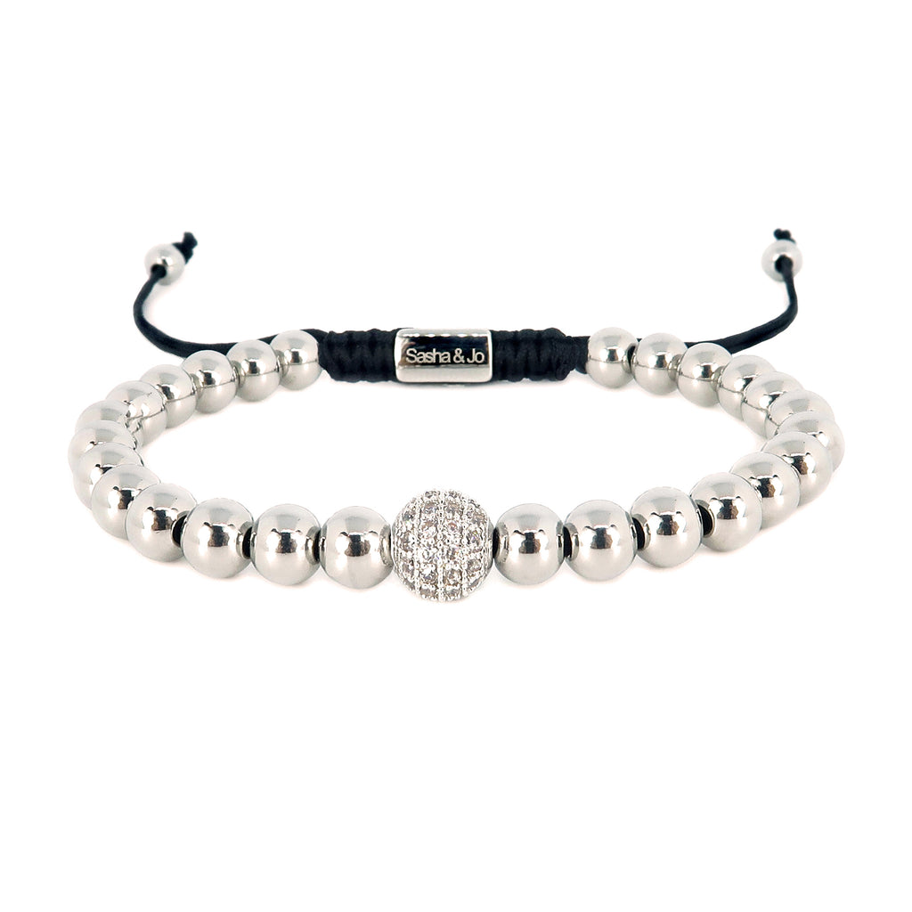 Sasha & Jo silver with pavé bead bracelet
