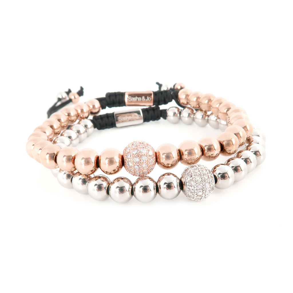 Sasha & Jo rose gold with pavé bead bracelet