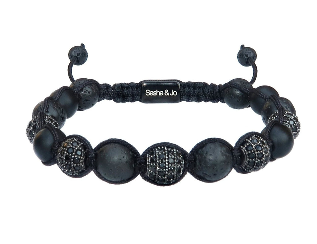 Sasha & Jo lava & pavé beads cord bracelet